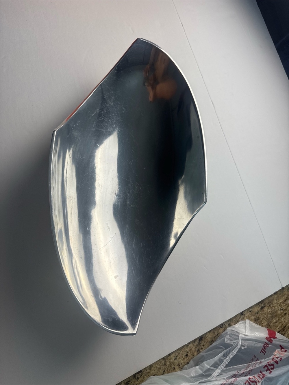 Contemporary Silver Sculptural Wall Mirror - Curved Organic Shape